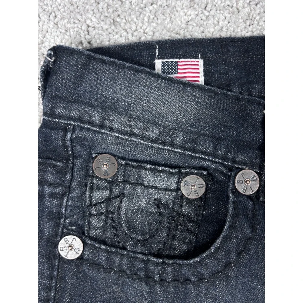 True Religion Jeans Mens Size 38 Black‎ Denim Straight Leg USA Made